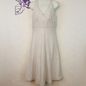 J.Crew sleeveless A-line linen dress blue gray0449